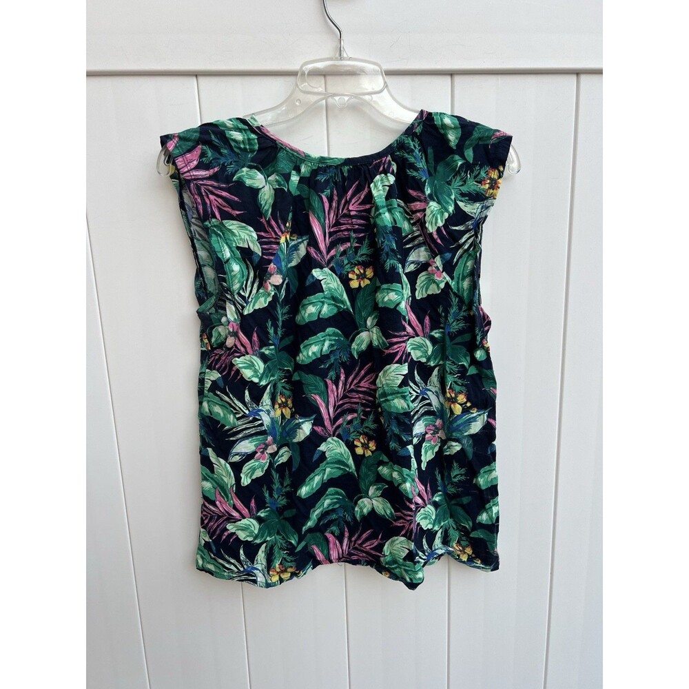 LOFT Women’s Sleeveless Blouse Floral Petites PM Colorful Boxy - Picture 4 of 4